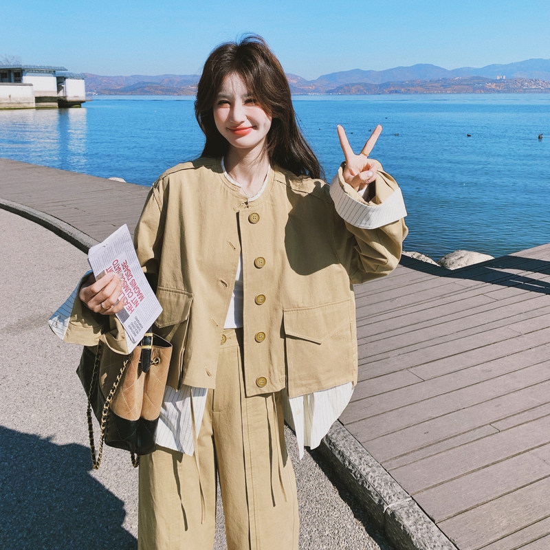 【新款】大货26春假两件夹克套装C021-2650-P205控328,女装套装/套裙,2C021