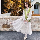 【26春款大货】针织刺绣马甲+剪花拼接裙套装C021-1036-P195控298，女装套装/套裙，2C021