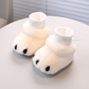 12个月男女宝宝冬加绒保暖毛绒熊爪步前鞋 婴儿袜鞋 1岁软底鞋