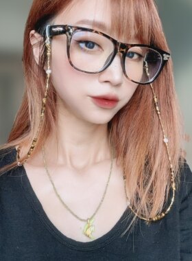 虎眼石珍珠眼镜链项链百搭美拉德