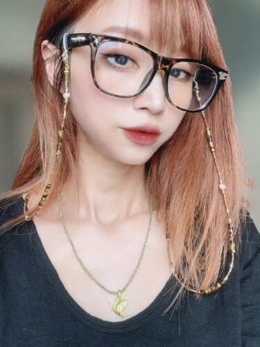 虎眼石珍珠眼镜链项链百搭美拉德