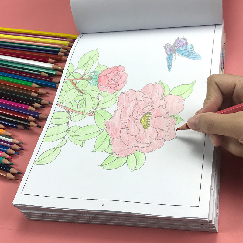 儿童美术基础入门中国画白描画谱底稿涂色临摹3-12岁学画画练习纸