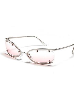 千禧风复古ins辣妹Y2K金属框猫眼眼镜女蹦迪未来感墨镜眼镜框时髦