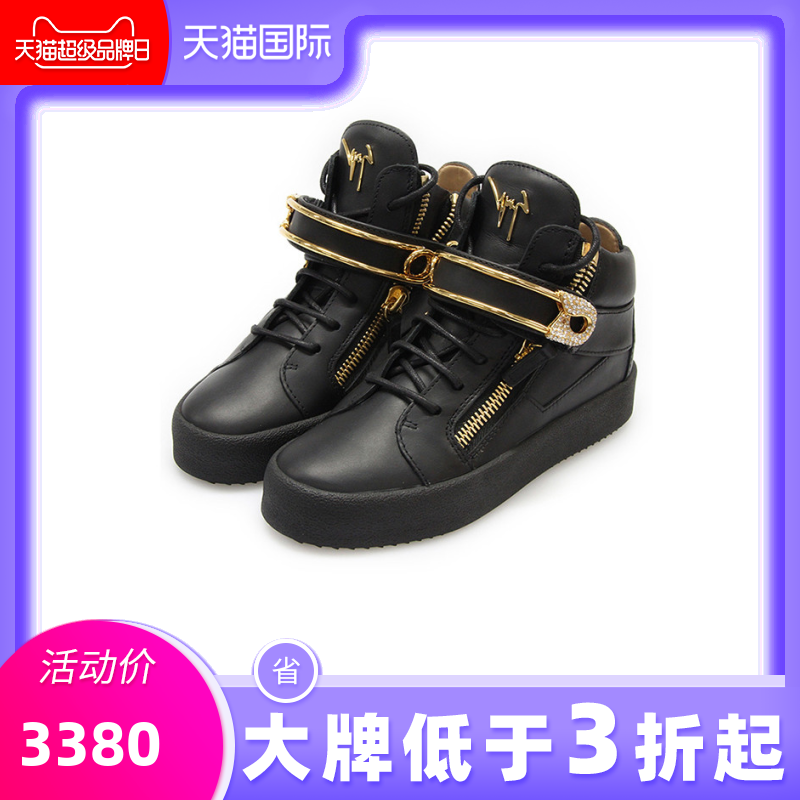 Giuseppe Zanotti女鞋金属搭扣黑色GZ高帮休闲鞋 RS7050