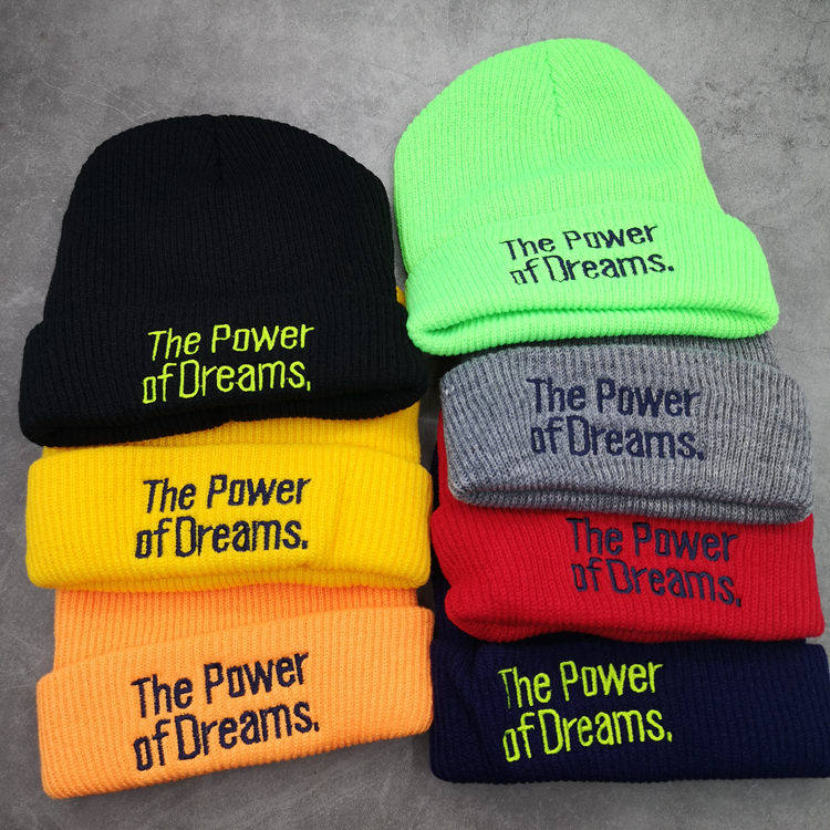 梦想的力量毛线帽子男女情侣秋冬春季套头保暖针织护耳毛线帽子潮