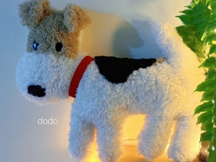 刚毛猎狐梗周边 遛弯儿小狗 毛绒玩具公仔