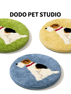 DODO原创设计 刚毛猎狐梗小狗圆形椅垫坐垫