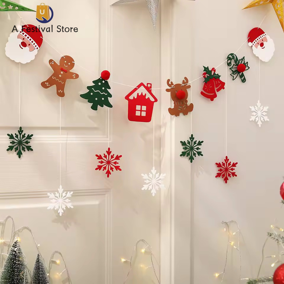 圣诞节装饰拉旗拉花毛毡氛围拍照