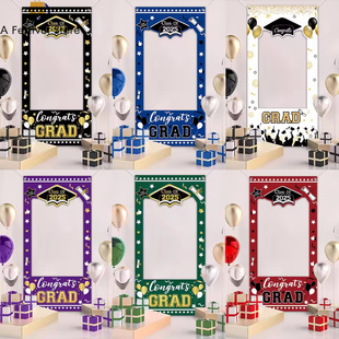 Class Of 2025 Black Gold Graduation Paper Photo Frame Booth