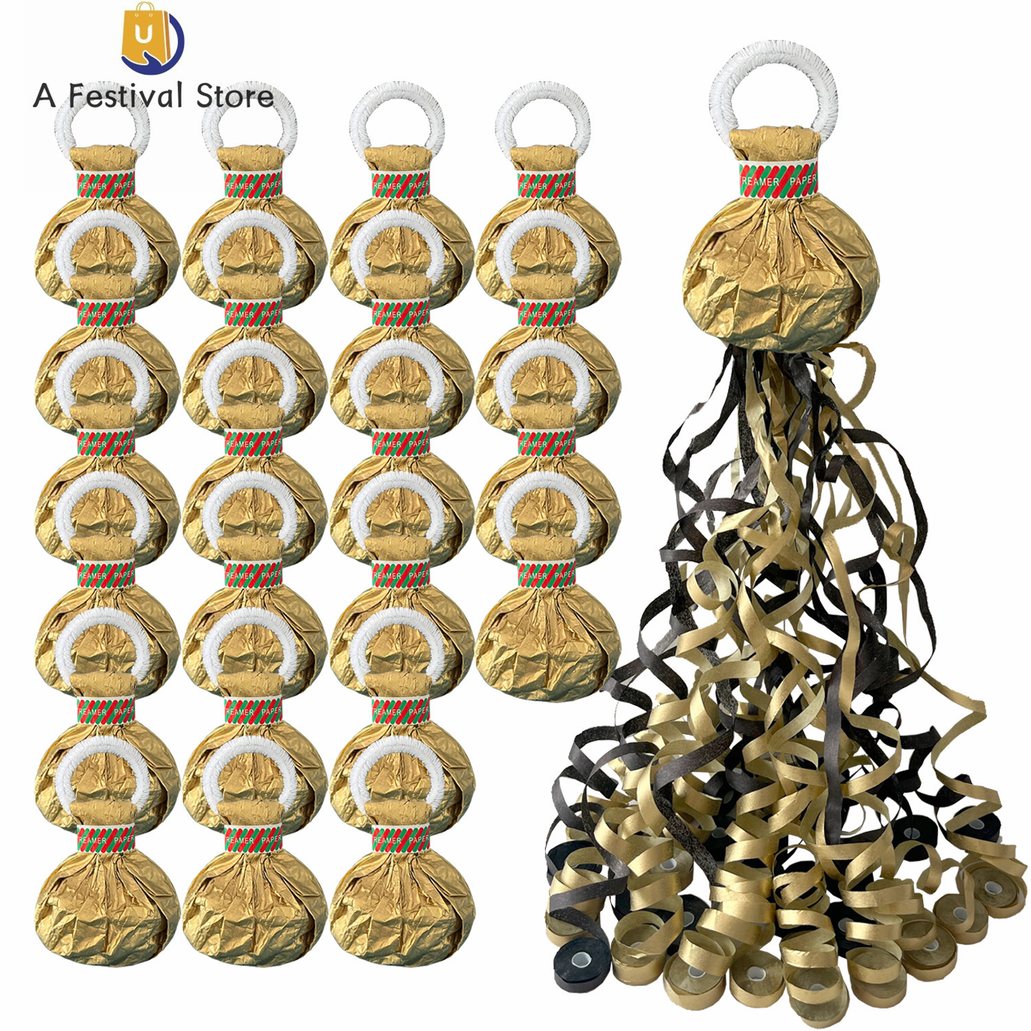 黑金色手抛彩带拉花彩条节日氛围