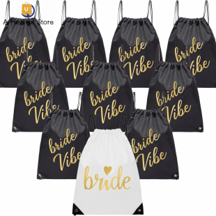 White Black Brides Bridebbe Drawstring StoBag Backpack 5pcs