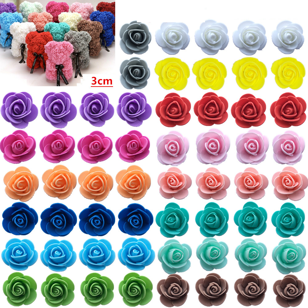 100Pcs 3cm Foam Rose for Bear Artificial Flowers泡沫玫瑰花