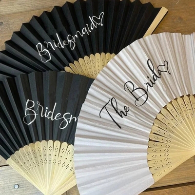 bride bridesmaid hand fan summer beach pool wedding engageme