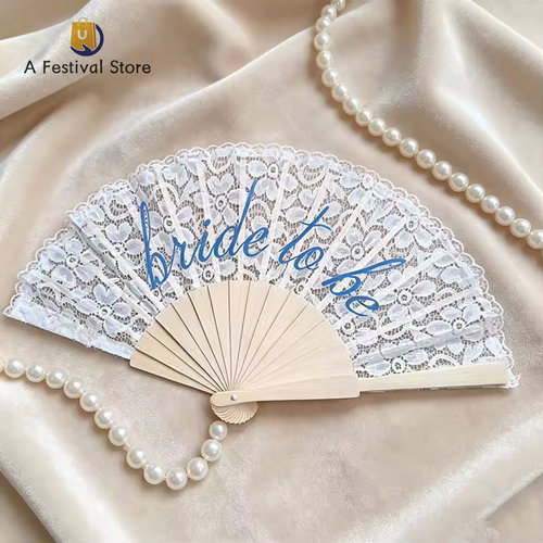 BrideToBe蕾丝折叠扇单身派对