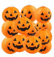 Spooky 8inch Halloween Pumpkin Paper Lantern Without LED thumbnail 2