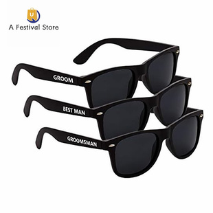 Stylish Black Sunglasses Groom Pool Team Beach Wed