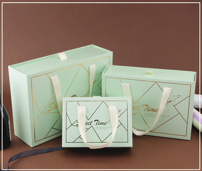 韩版蓝色礼盒生日化妆品长方形礼品盒抽屉喜糖盒裙子内衣包装盒