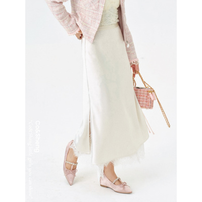 云纱漫舞/co&sheng小个子女款半身裙蕾丝裙性感两面穿显瘦开叉