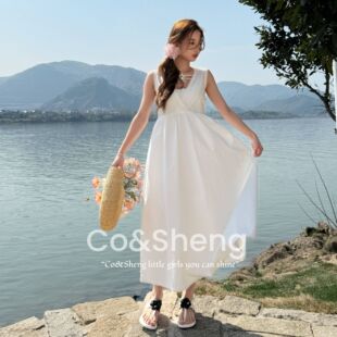 云朵泡泡/cosheng重生小个子春夏新款吊带连衣裙白色洋气衣服女