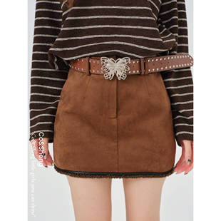 枫叶拿铁/短裙纯色千金风A字裙半身裙复古春季休闲时尚高腰百搭