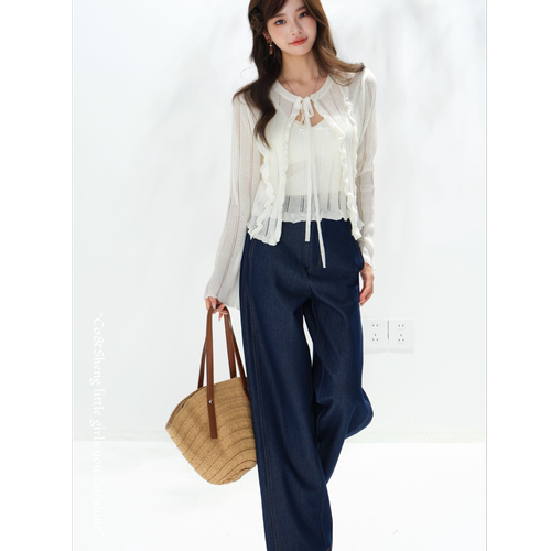 小个子夏季新款西装裤垂感牛仔裤