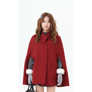 时尚 玫瑰情诗 新款 羊毛毛呢外套斗篷大衣春季 百搭女Co&Sheng 重生
