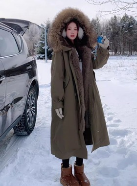 白皙/兔毛 狐狸毛 貉子毛长款连帽派克服Co&Sheng