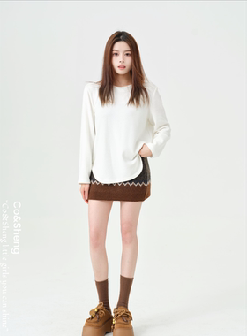 枯木/重生 女款打底咖色设计长袖松弛感百搭款纯色 Co&Sheng