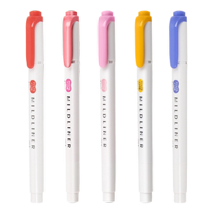 【柠檬黄】日本ZEBRA斑马荧光笔WKT7达摩限定淡色荧光色笔正品全套手账双头荧光记号笔彩色划重点标记学生用