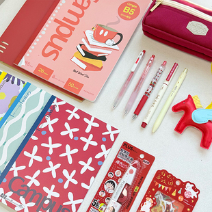 日本KOKUYO国誉红色系文具高颜值马年新年送礼生日礼物学习用品高中生2026新年礼物开学大礼包斑马中性笔