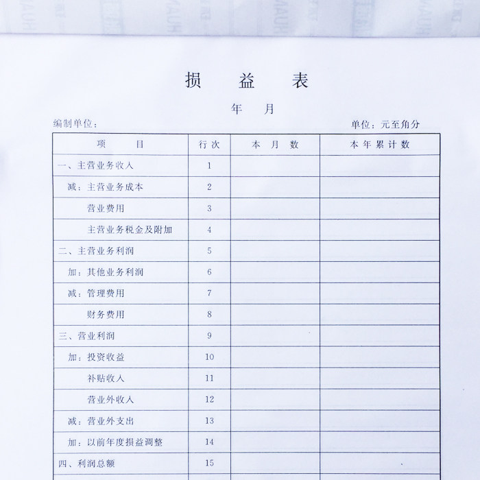 资产损益表 单据 账册 账簿 会计报表 财务用品办公用品批发