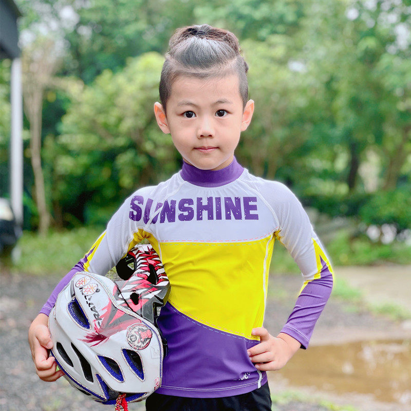 RJYC儿童运动速干轮滑服骑行服赛车服长袖男女单上衣俱乐部赛事服