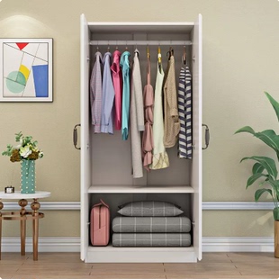 衣柜宽70cm长60家用小户型全挂式衣橱上下双层挂衣柜80公分收纳柜