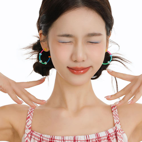 蒜了耳饰彩色C型耳圈简约日常多巴胺耳钉无耳洞耳夹小众耳环原创