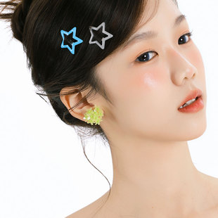 蒜了耳饰绿色花朵串珠耳环可爱小清新简约日常耳钉少女感耳夹甜美