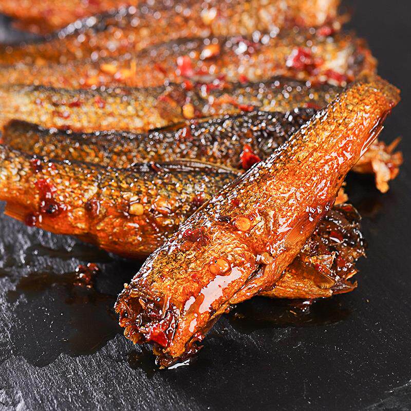 新货湖南特产香辣手撕鱼干即食下饭菜酱板鱼零食小吃熏鱼小鱼仔下