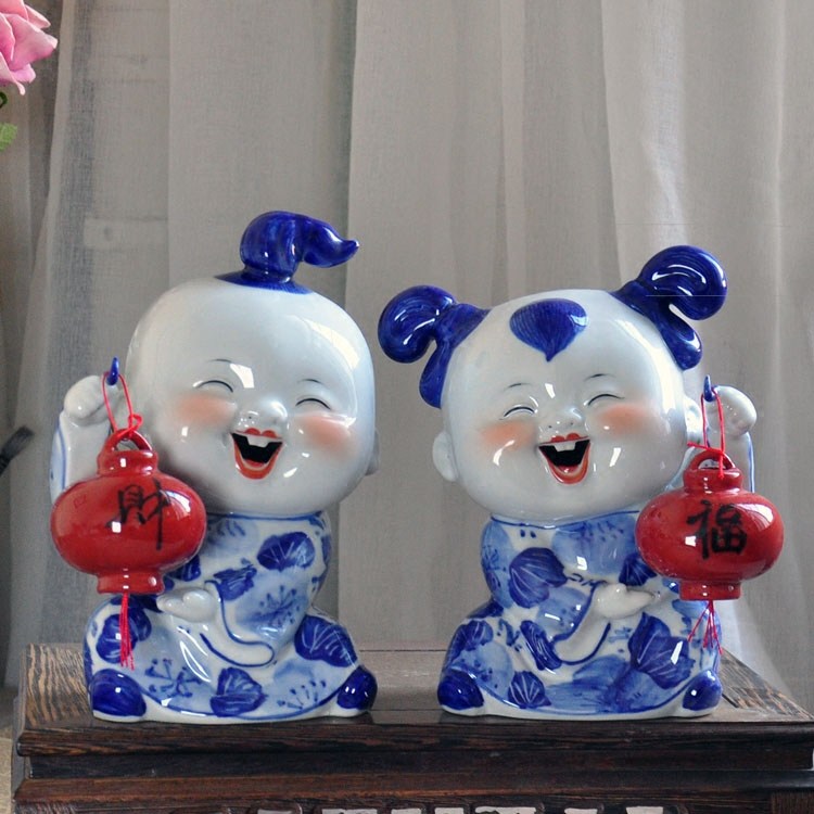 杨志喜作品有证书景德镇陶瓷娃娃涂色摆件客厅家居招财财到福到