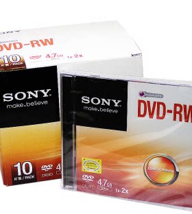 索尼/SONY  刻录光盘 DVD+RW  光碟DVD刻录盘单片盒装 可擦写光盘