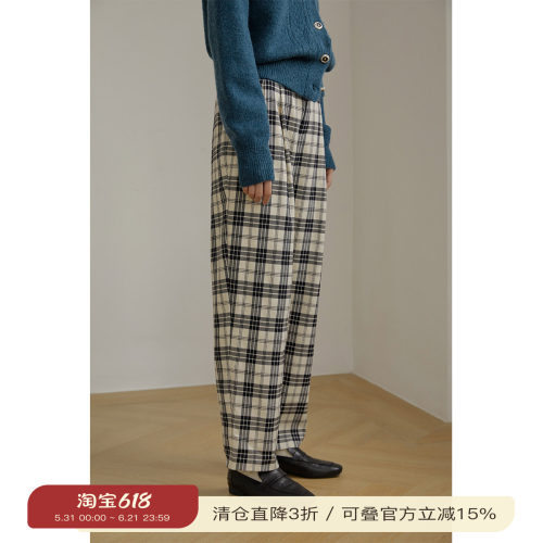 高腰solighter精纺羊毛格子
