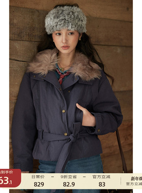 【12/8 零点新品9折】solighter 90白鸭绒短款立领收腰羽绒服女