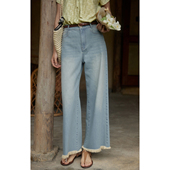 法式 显瘦阔腿九分裤 高腰凉感毛边牛仔裤 2025新款 女夏季 solighter