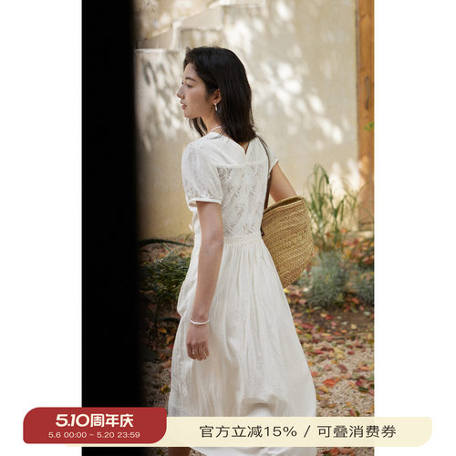 solighter法式蕾丝拼接连衣裙