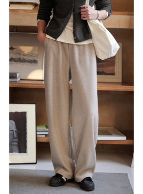 solighter 法式羊毛混纺针织弯刀裤女秋冬2025新款高腰显瘦长裤