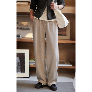 高腰显瘦长裤 solighter 女秋冬2025新款 羊毛混纺针织弯刀裤 法式