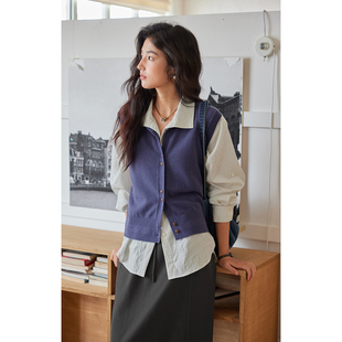 2025新款 马甲女秋季 圆领叠穿毛衣上衣 100%羊毛针织开衫 solighter