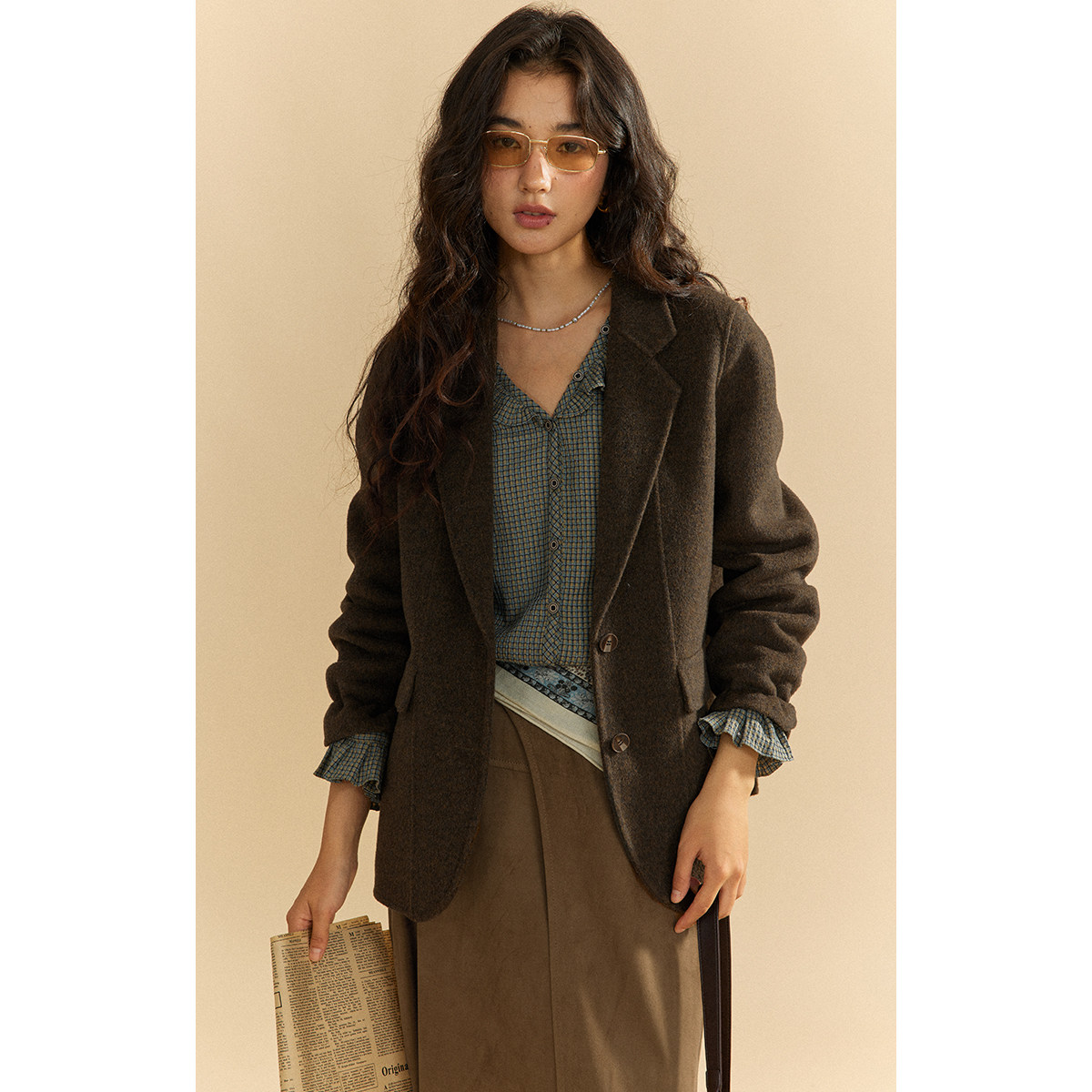 solighter羊毛双面呢西装外套