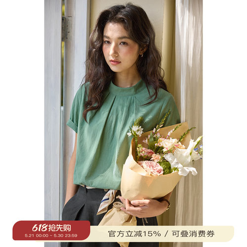 solighter法式立领绑带衬衫