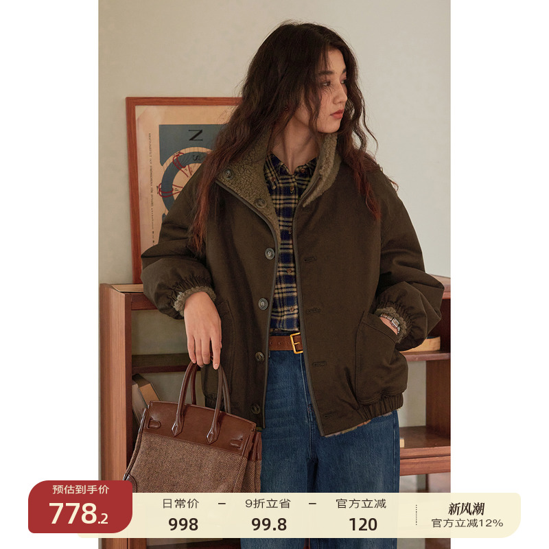 solighter羊毛立领两面穿外套