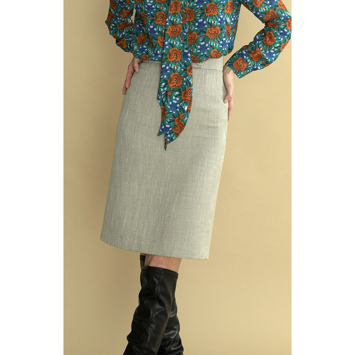 Solighter复古粗花呢气质撞色明线绣花包臀小香风半裙,女装/女士精品,半身裙,淘宝优惠券,粉丝福利购,淘宝优惠卷