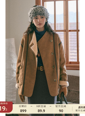 【12/15 零点新品9折】solighter 100%羊毛正反两穿皮毛一体外套